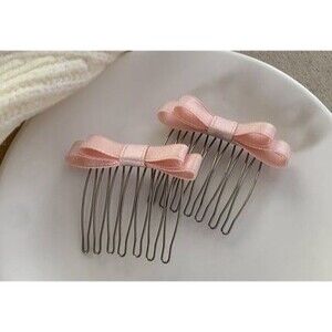 Hair Comb with Pink Bow 1 Pair